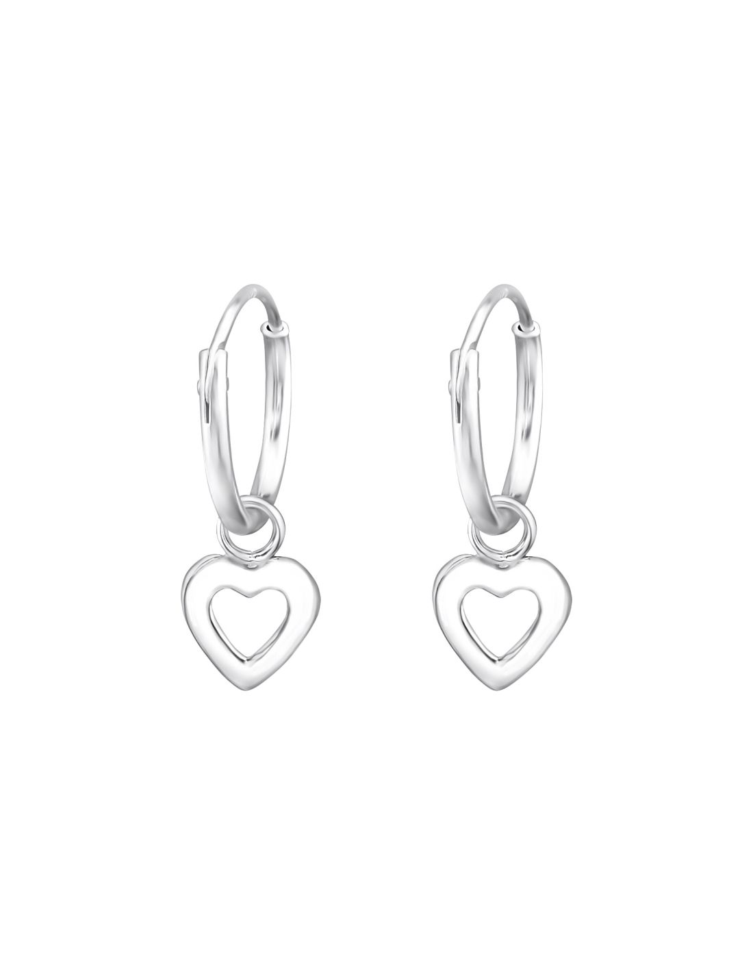 Argollas de plata con corazones 19mm