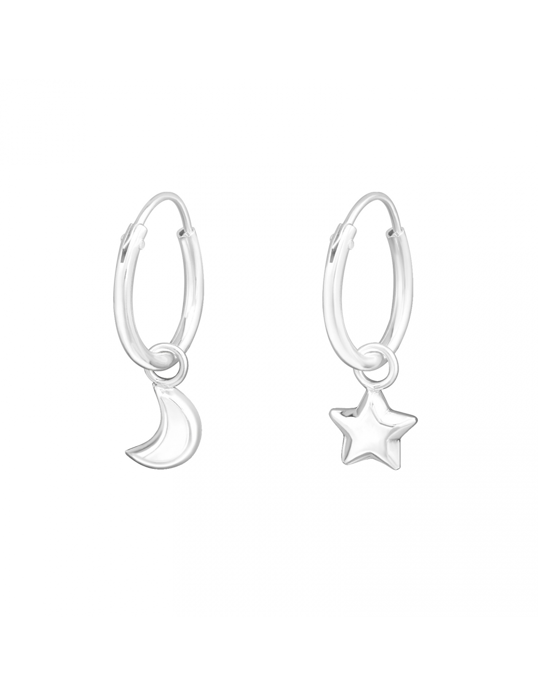 Argollas de plata con luna y estrella...