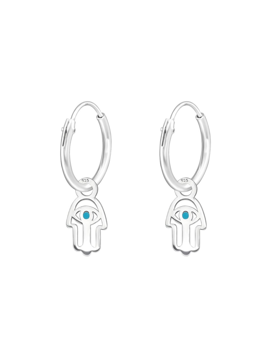 Argollas de plata de mano de fatima 22mm