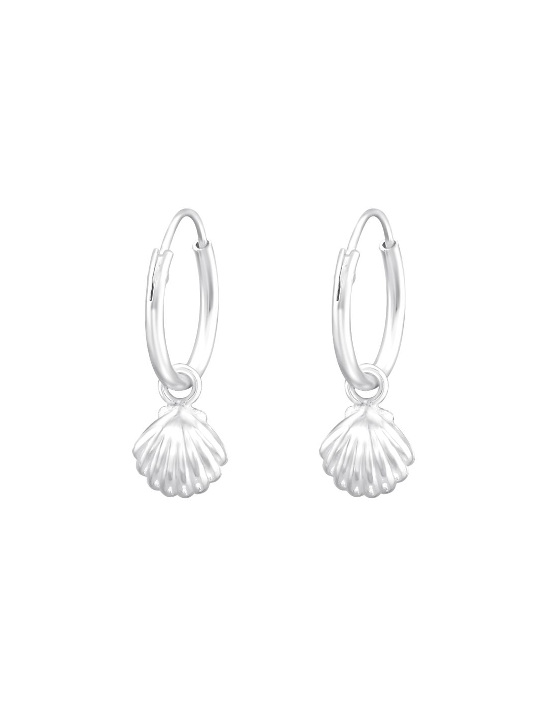 Argollas de plata de conchas 18mm
