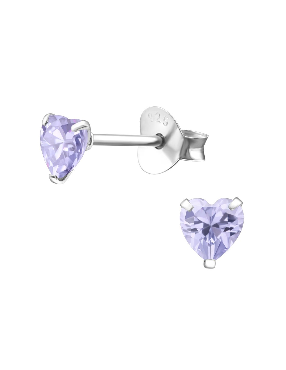 Aros de plata de corazon con cristal...