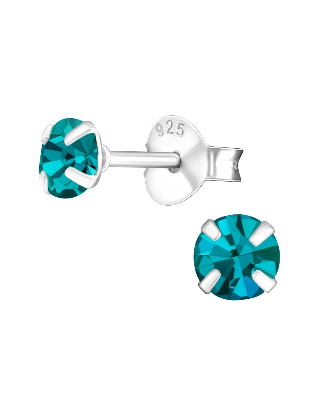 Aros de plata con cristal azul 4mm