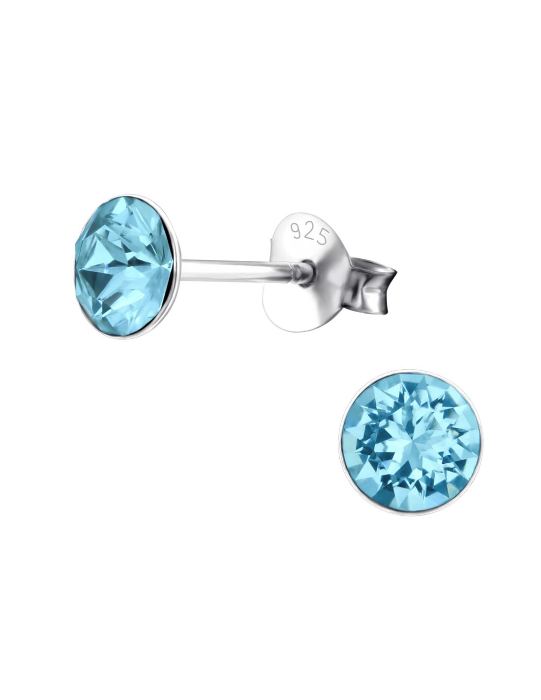 Aros de plata con cristal celeste 5mm