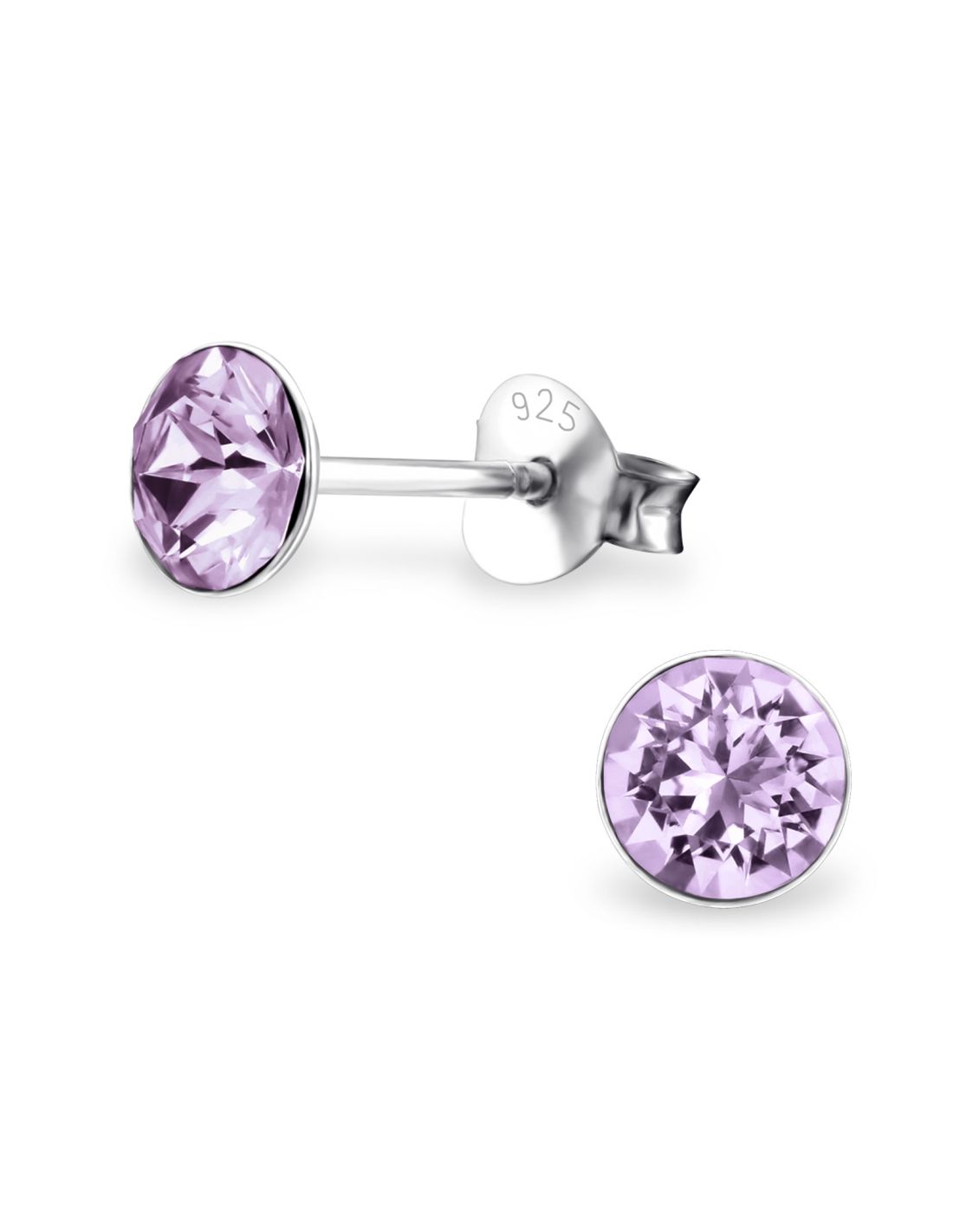 Aros de plata con cristal morado 5mm