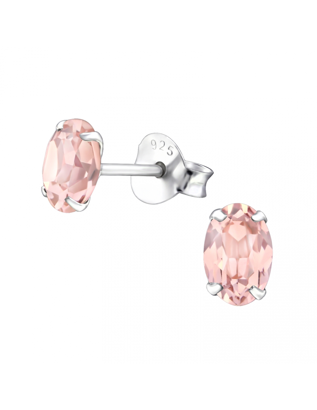 Aros de plata con cristal SWR rosado 6mm