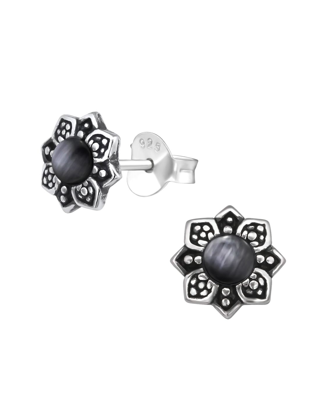 Aros de plata de flor 7mm