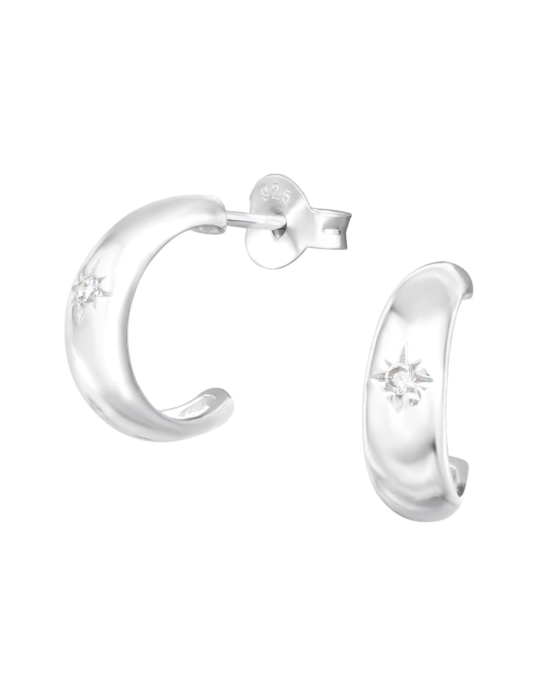 Semi argollas de plata 12mm