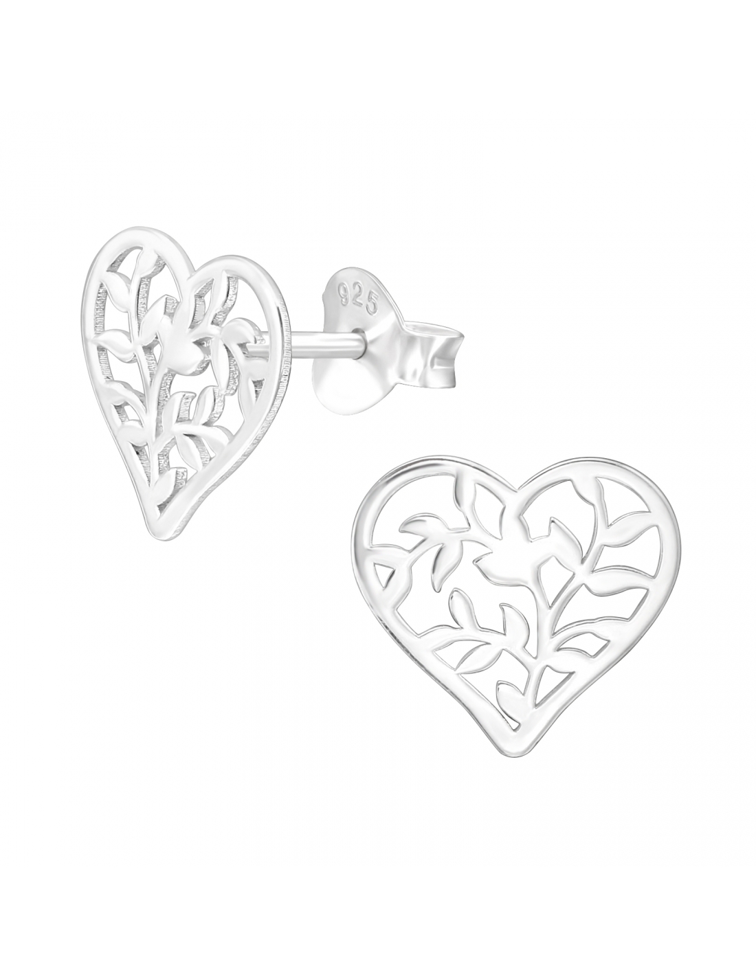 Aros de plata de corazon 10mm