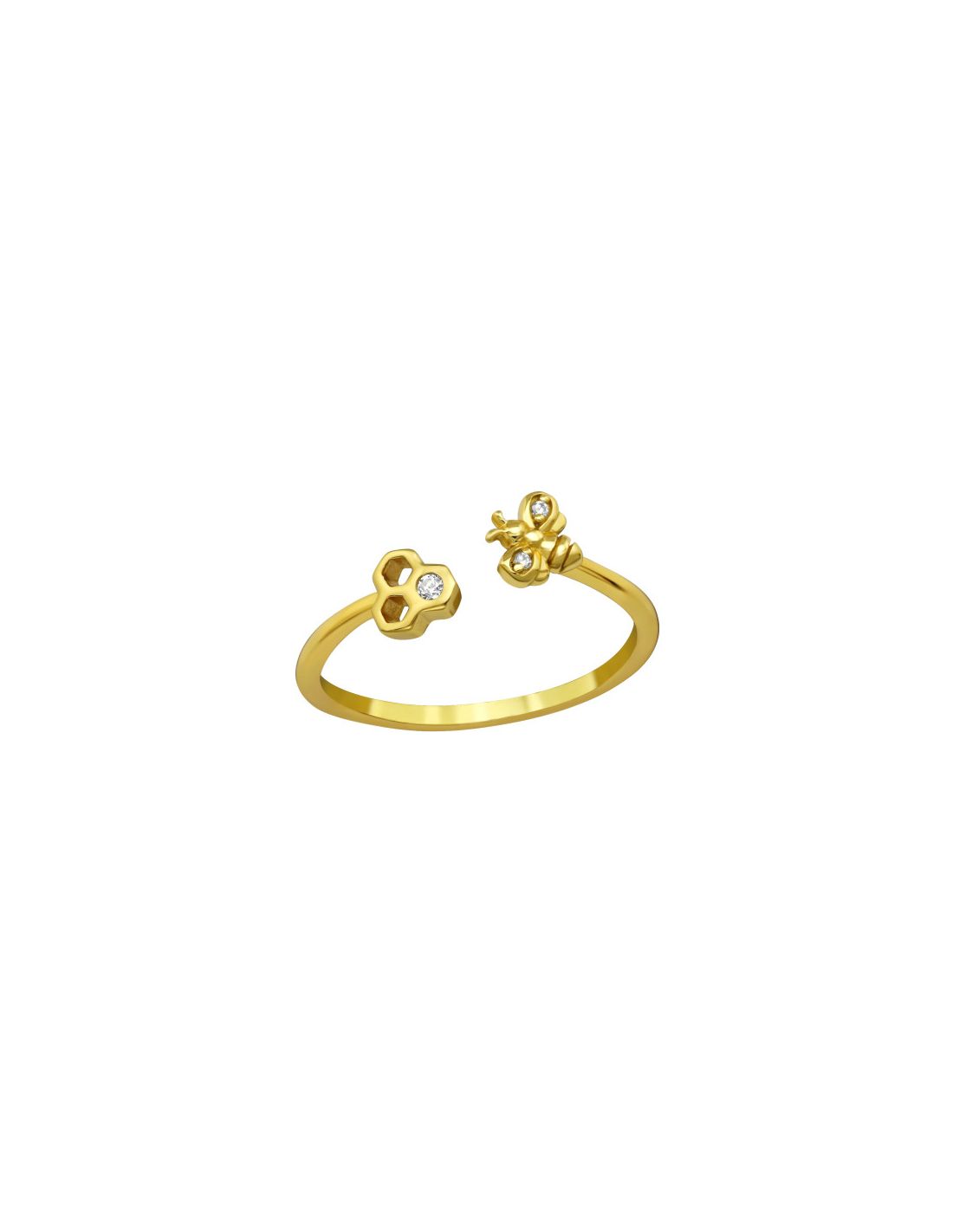 Anillo de plata 925 Bee & Honeycomb...
