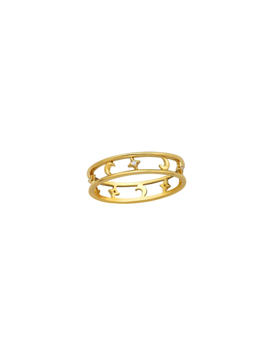 Anillo de plata 925 Crescent Moon And...