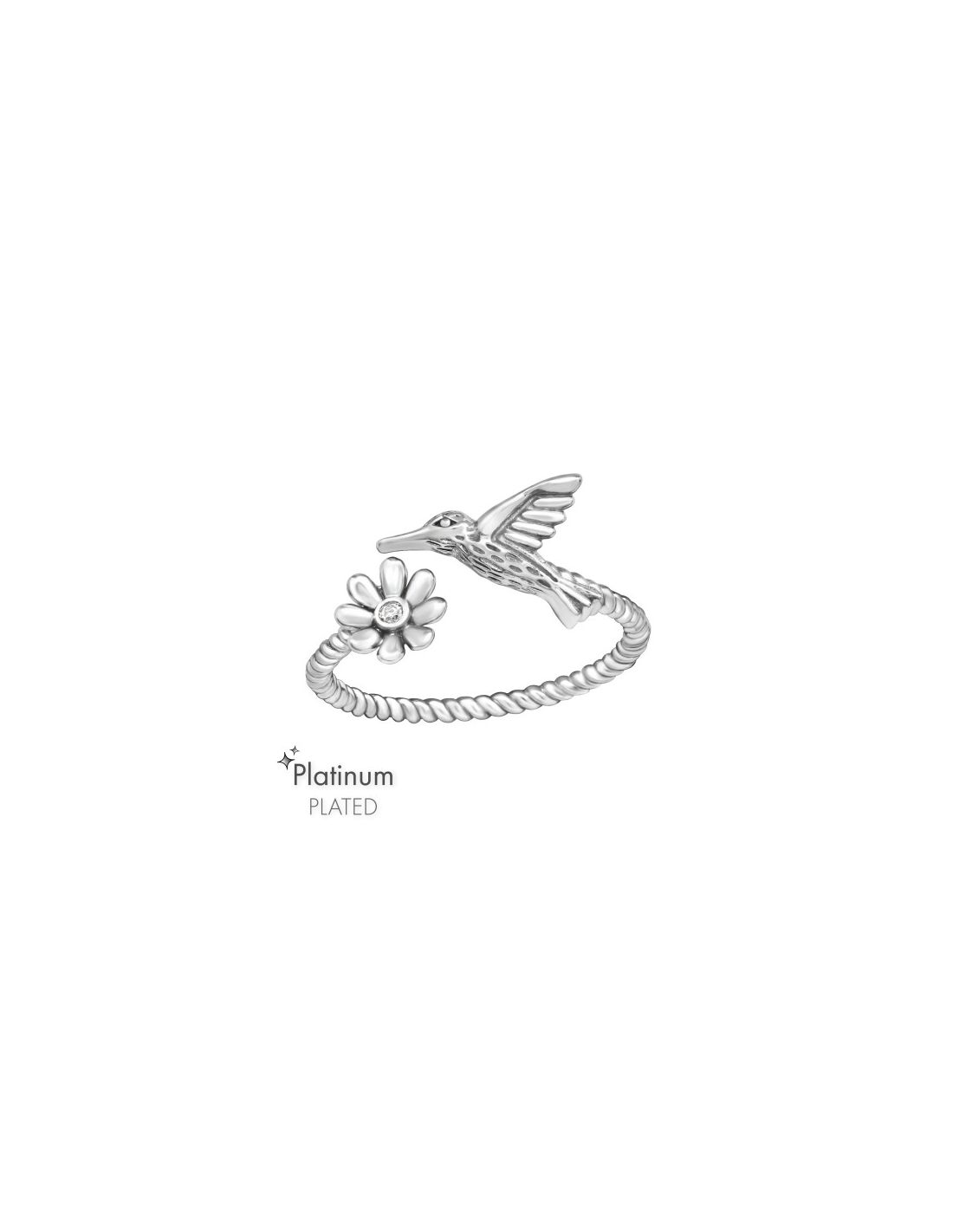 Anillo de plata 925 Bird & Flower...