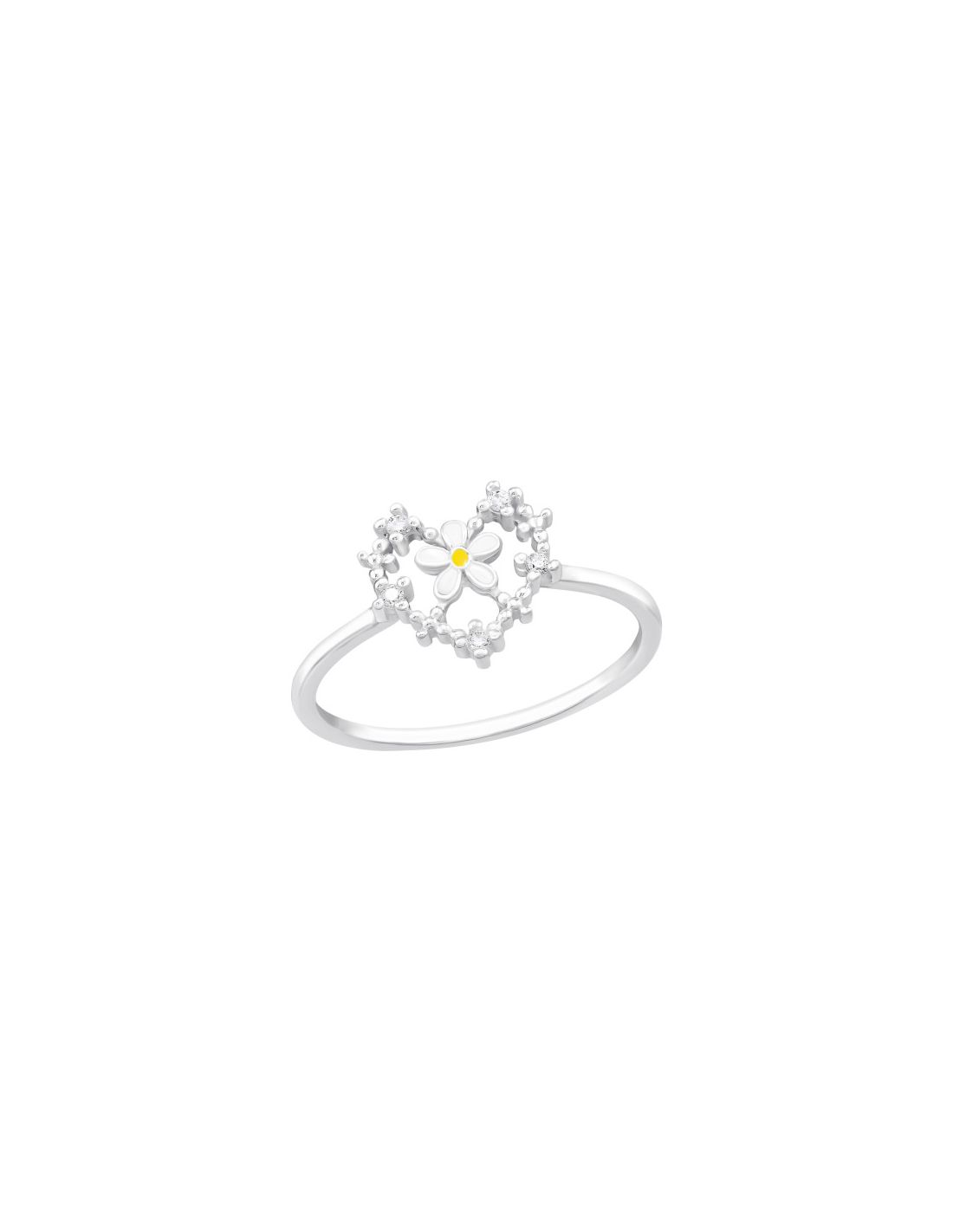 Anillo de plata 925 Flower In Heart...