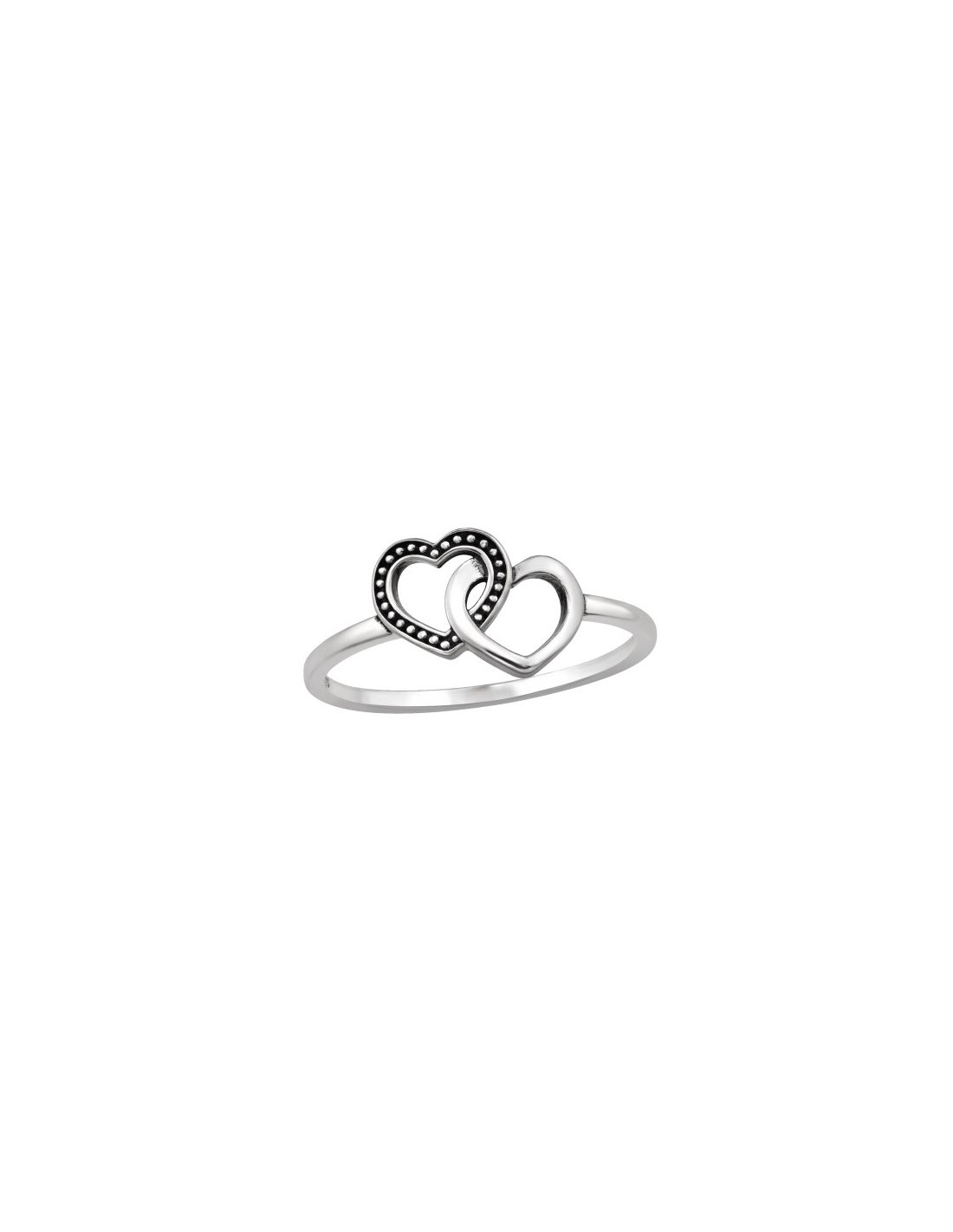 Anillo de plata 925 Double Heart...