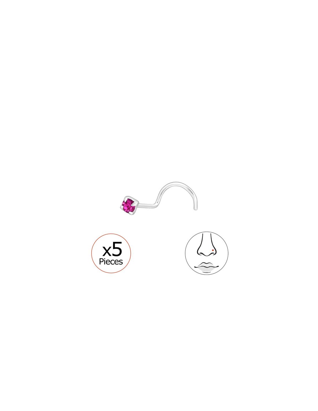Piercing Nariz Round 2Mm Plata 925
