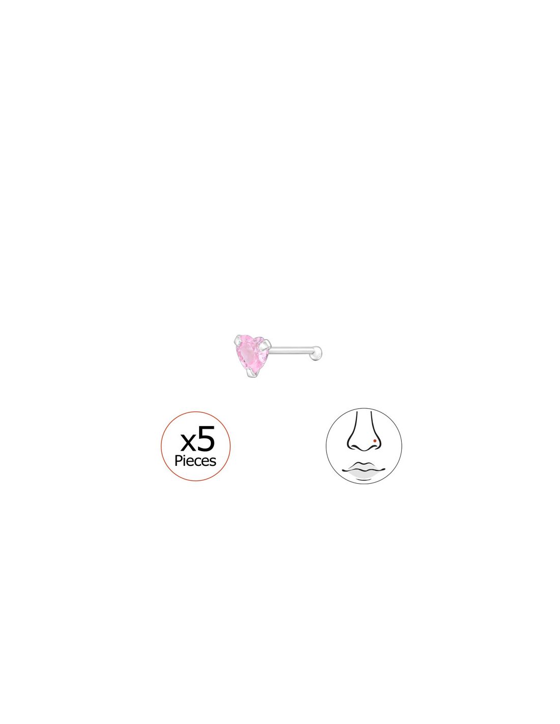 Piercing Nariz Heart Plata 925