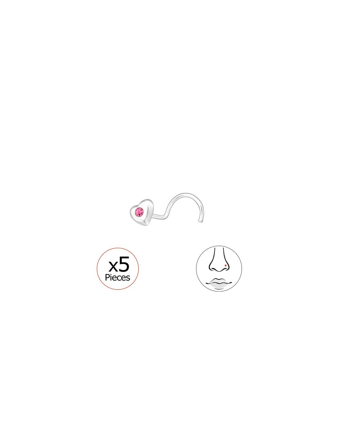 Piercing Nariz Heart Plata 925
