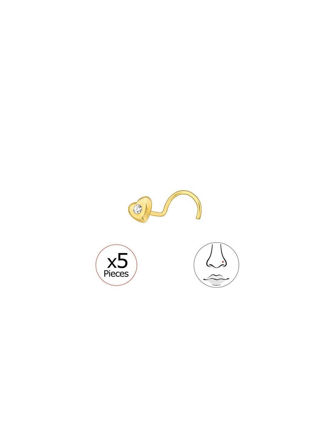 Piercing Nariz Heart Plata 925
