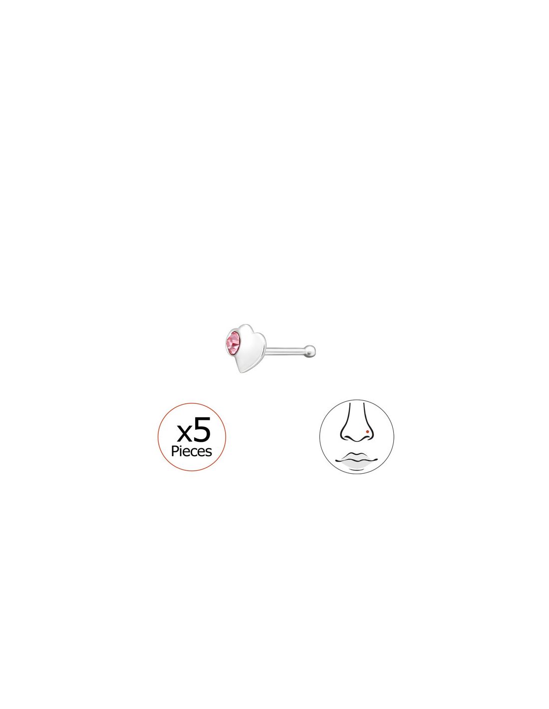 Piercing Nariz Heart Plata 925