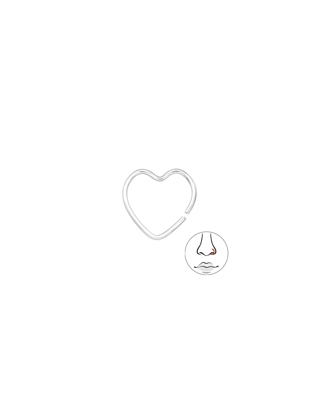 Piercing Nariz Heart Plata 925