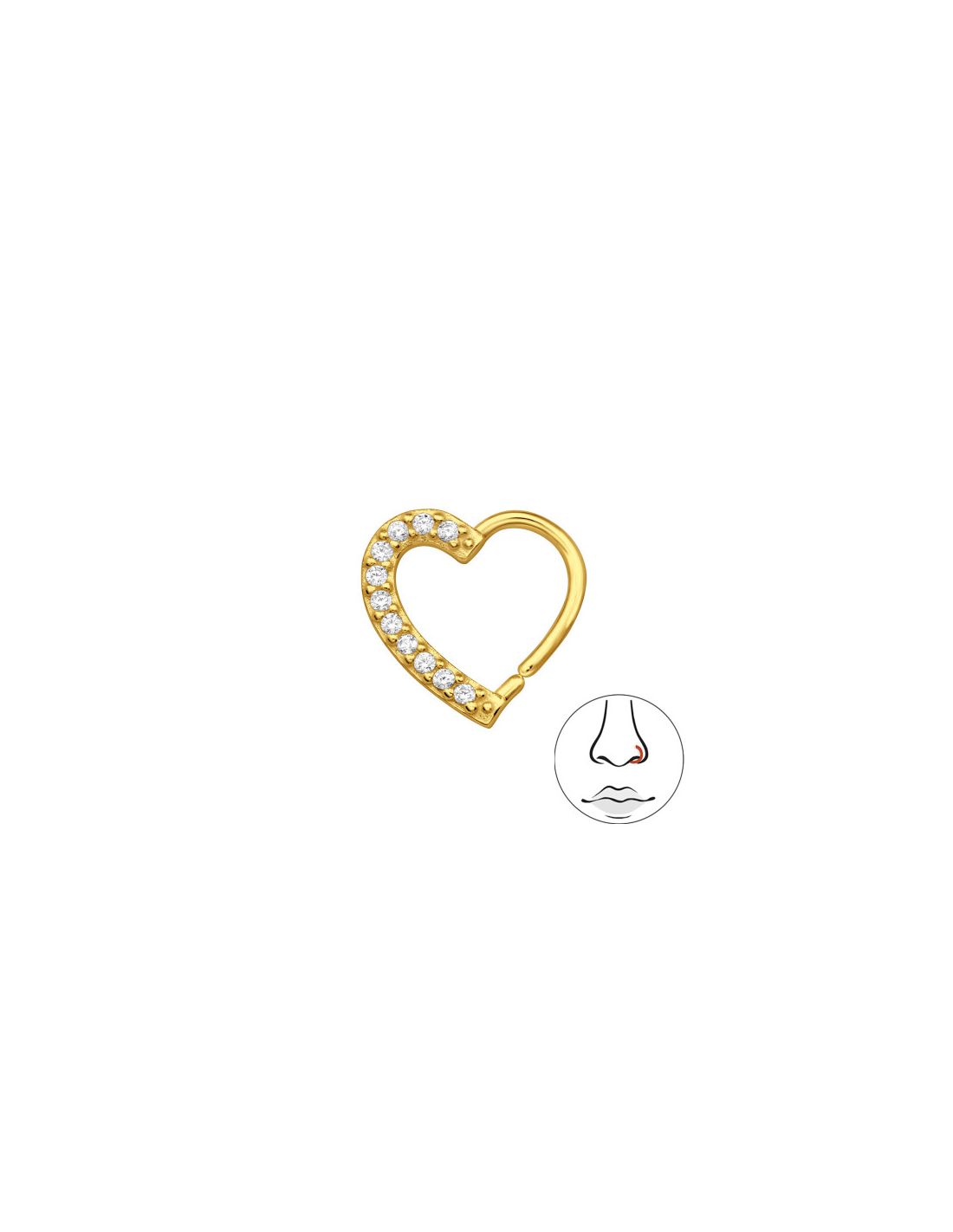 Piercing Nariz Heart Plata 925