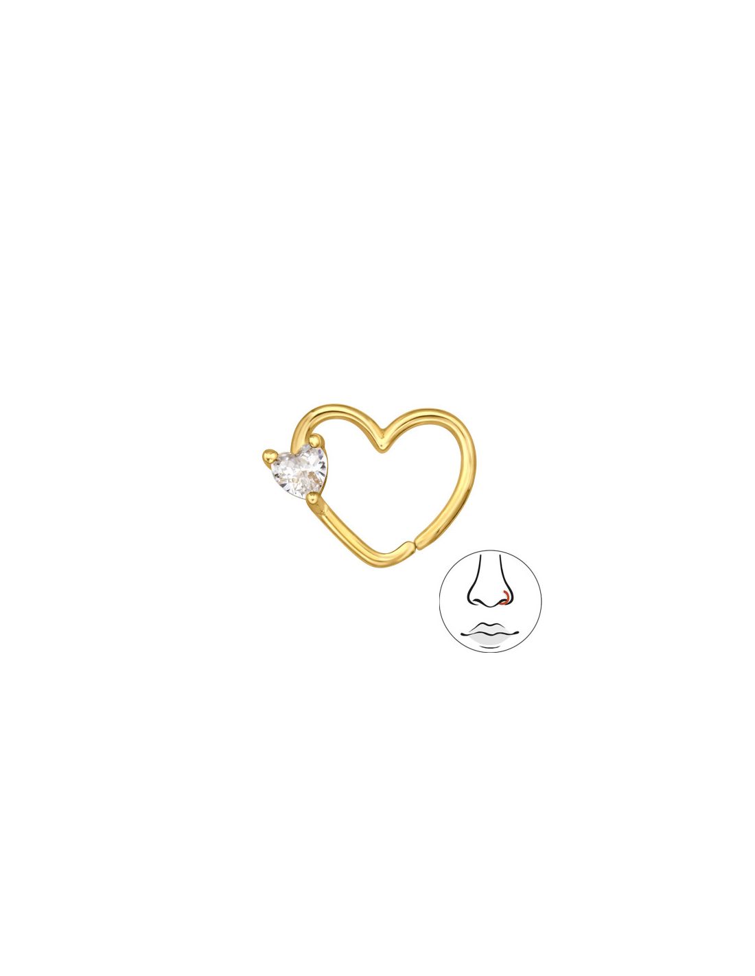 Piercing Nariz Heart Plata 925