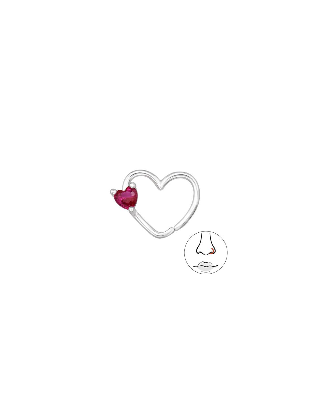 Piercing Nariz Heart Plata 925