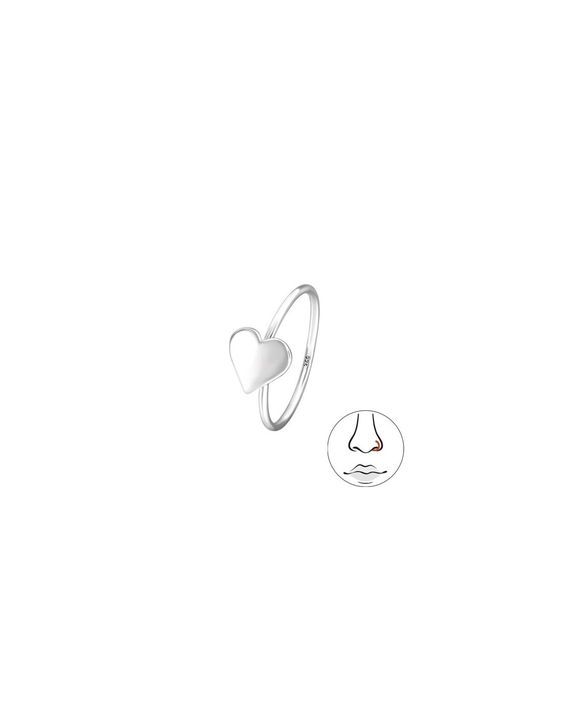 Piercing Nariz Heart Plata 925