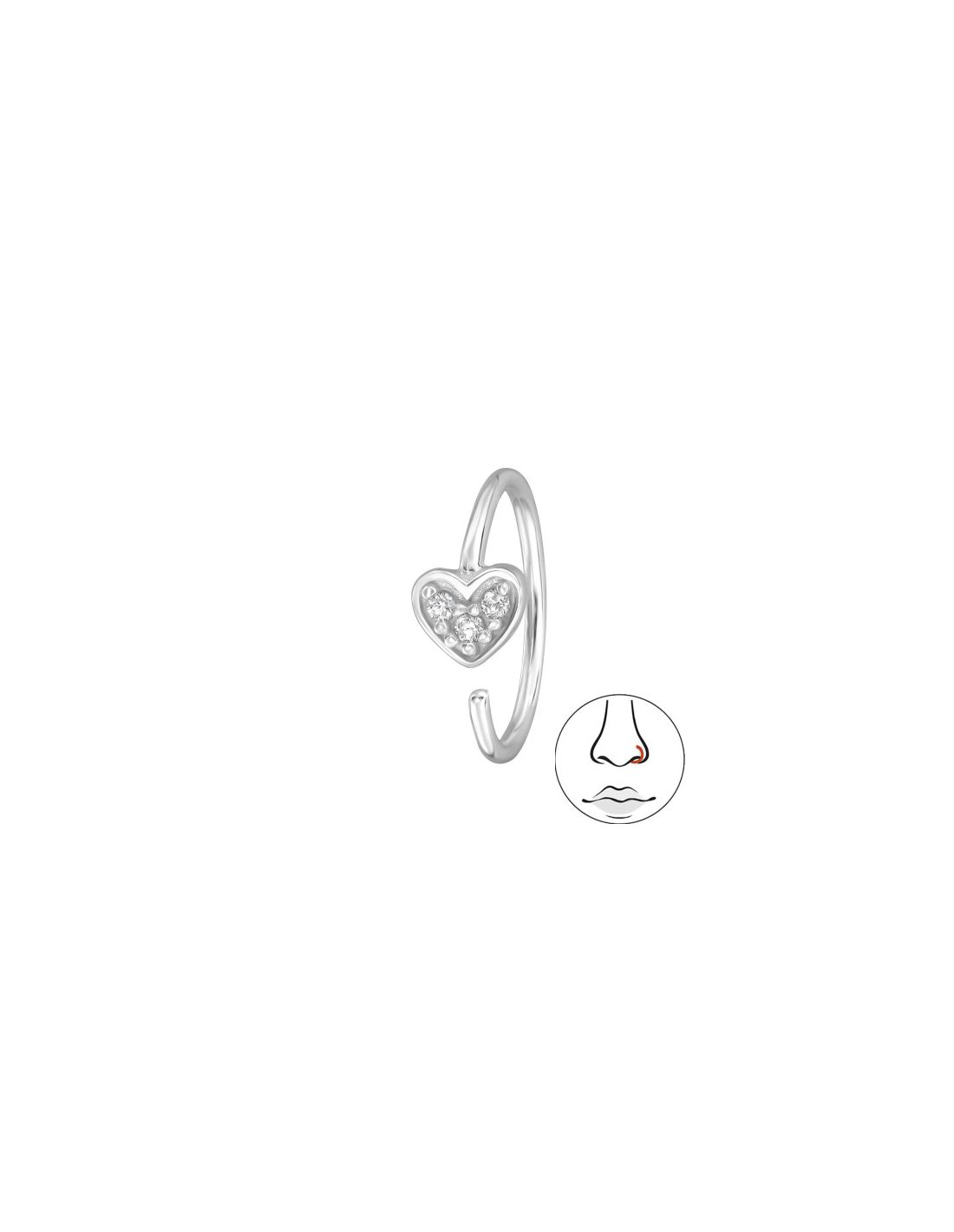 Piercing Nariz 4Mm Heart Plata 925