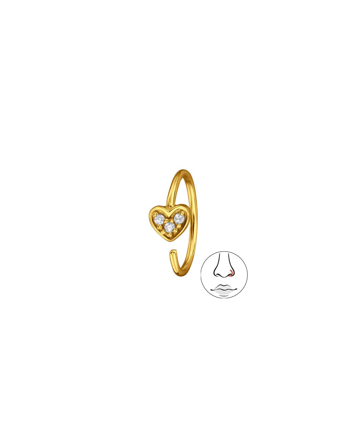 Piercing Nariz 4Mm Heart Plata 925