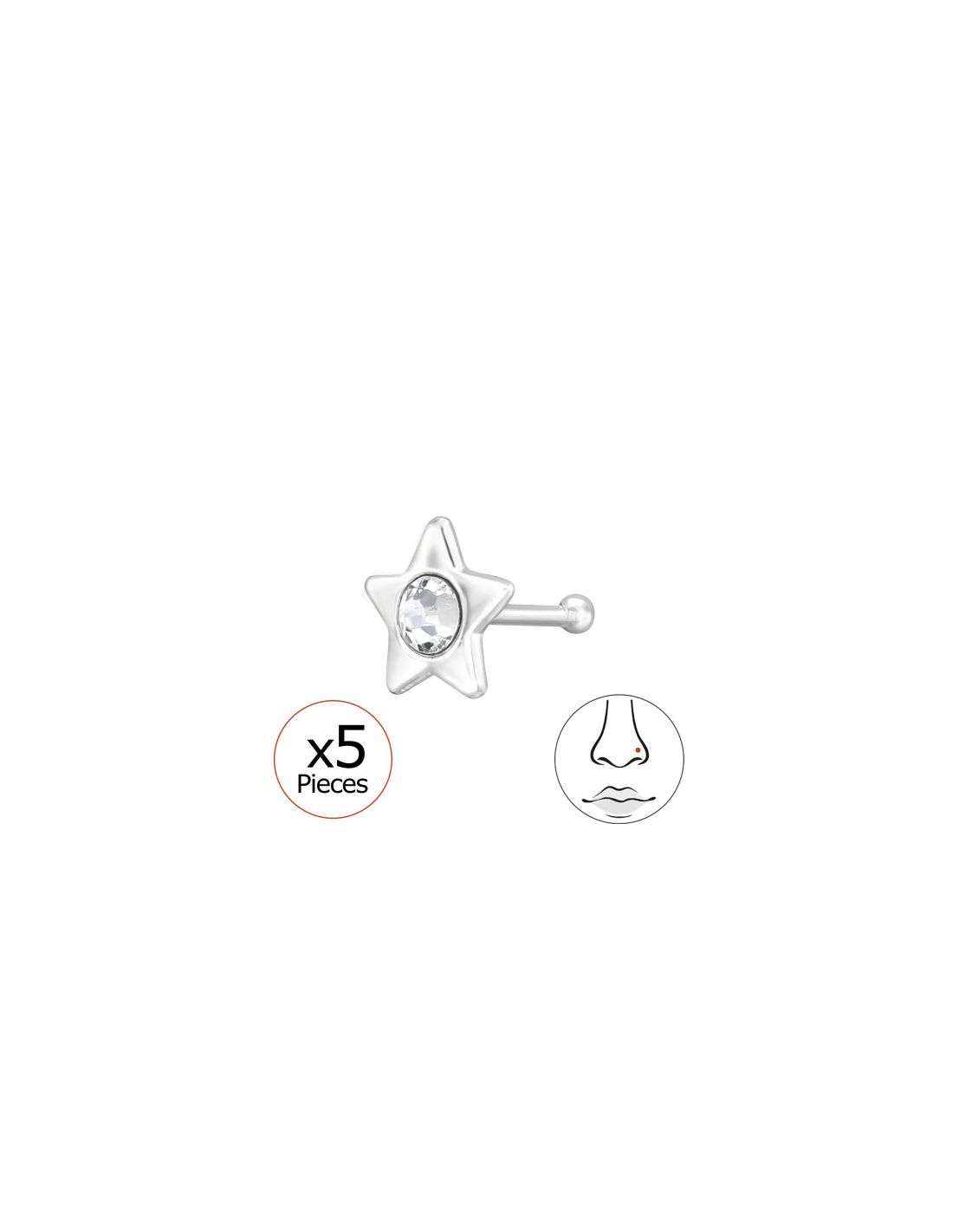 Piercing Nariz 5Mm Star Plata 925