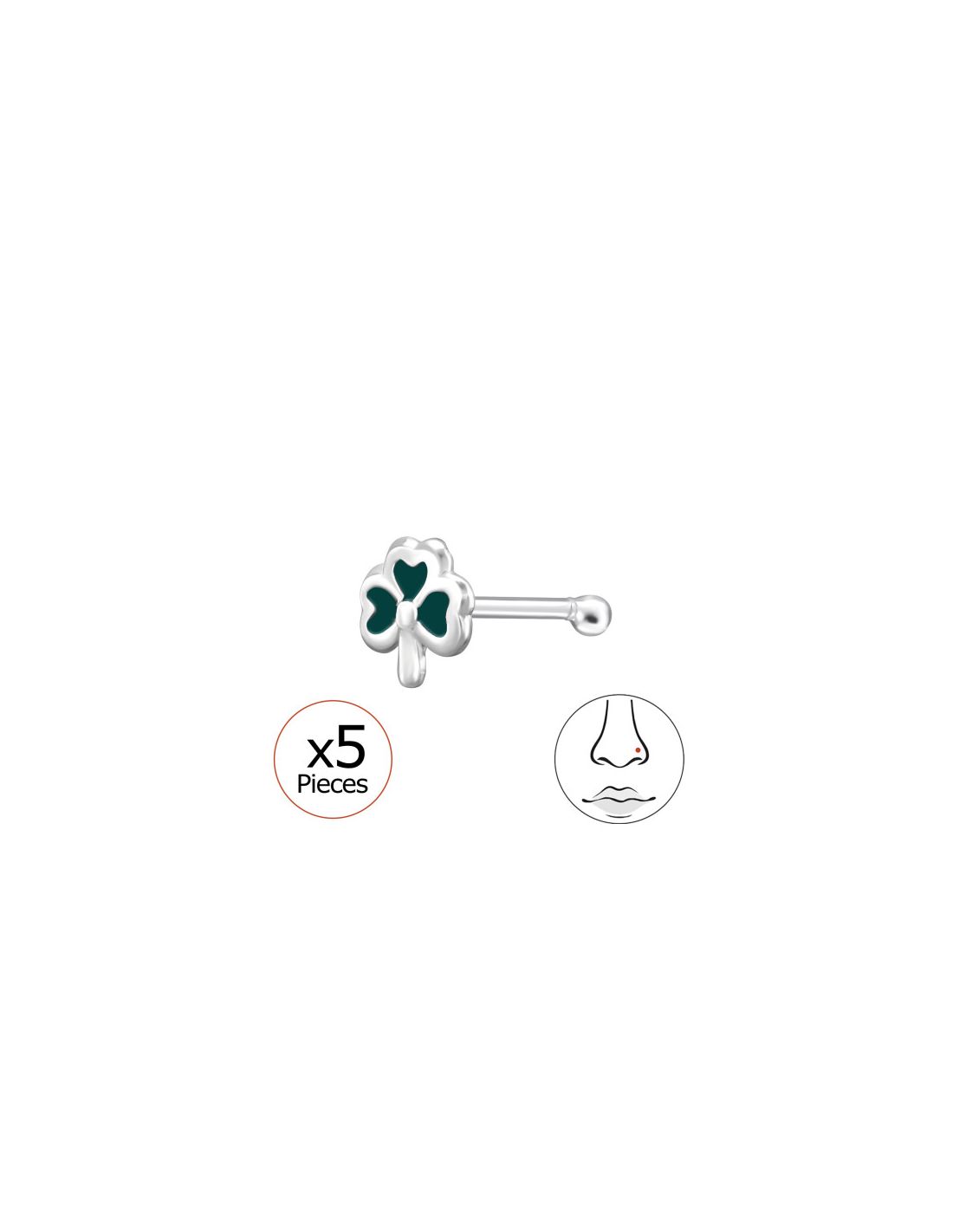 Piercing Nariz 3.5Mm Clover Plata 925