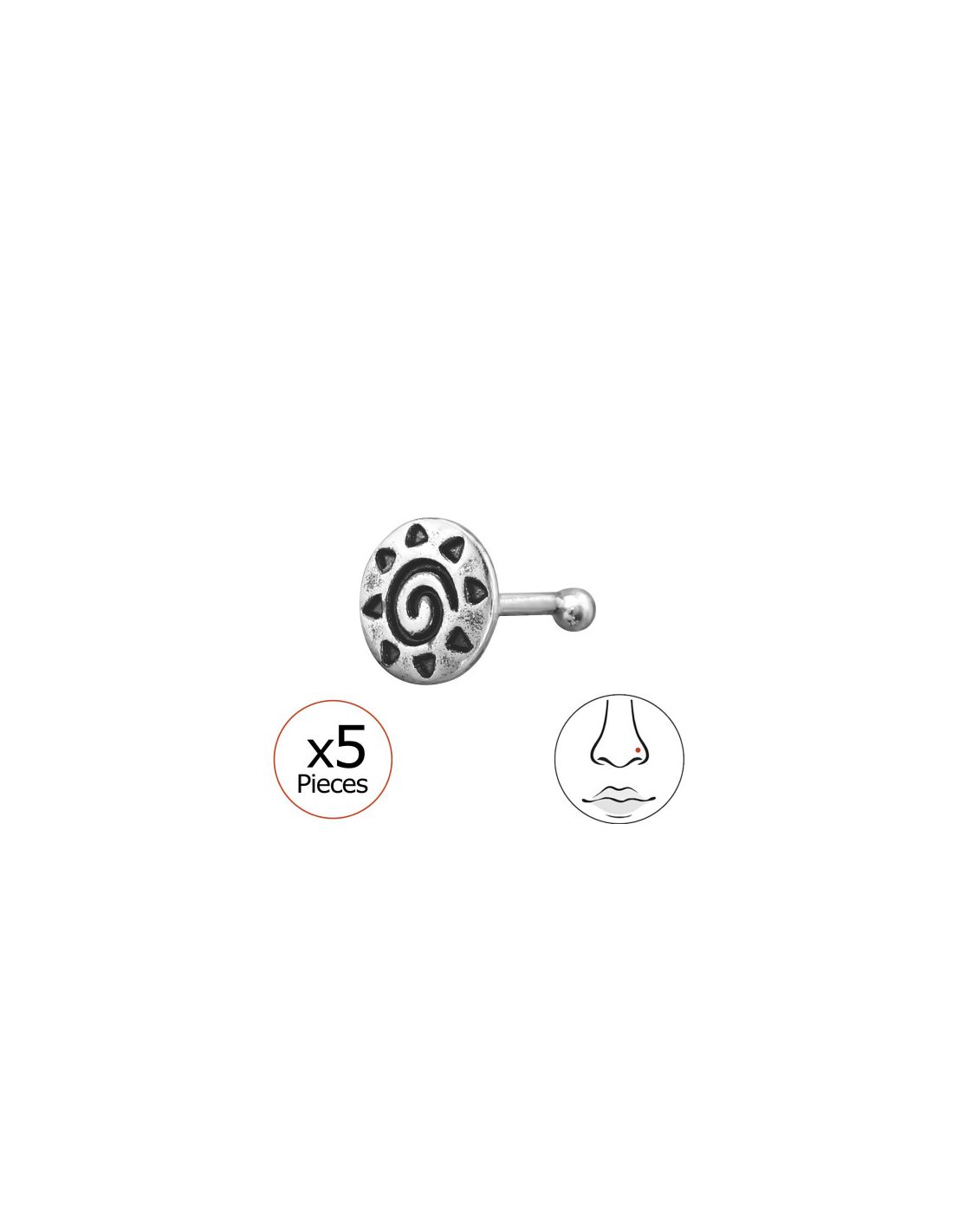 Piercing Nariz 4Mm Sun Plata 925
