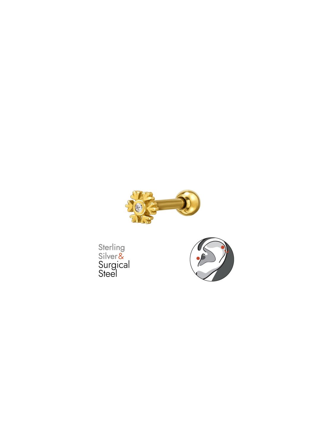 Piercing Oreja Snowflake Plata 925 +...