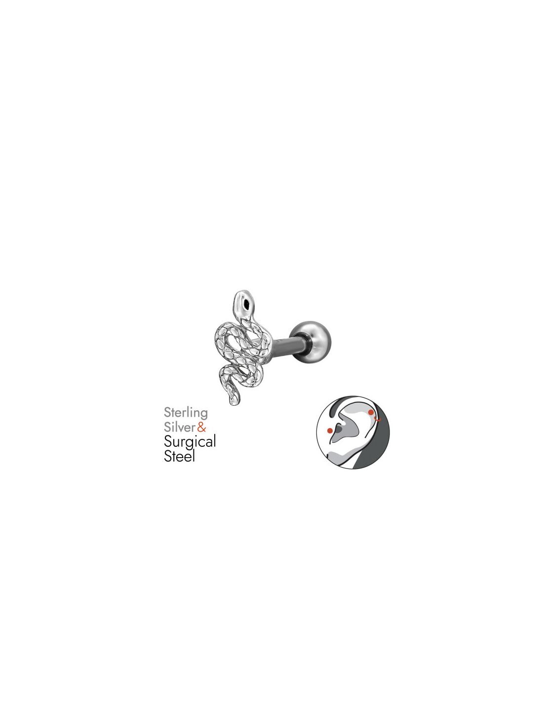 Piercing Oreja Snake Plata 925 +...