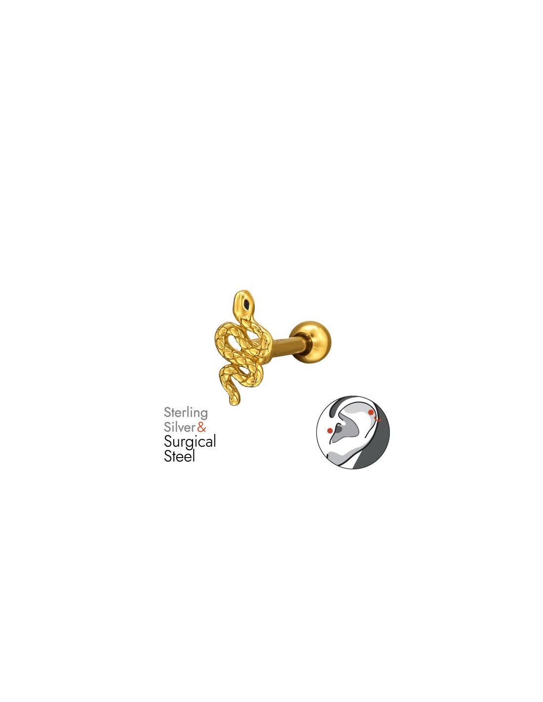 Piercing Oreja Snake Plata 925 +...