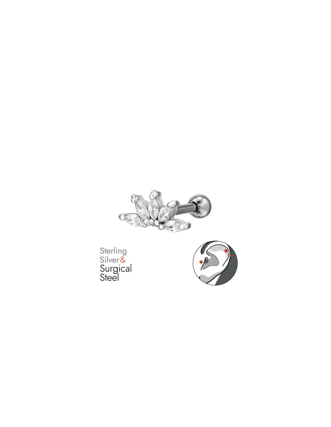 Piercing Oreja Marquise Plata 925 +...