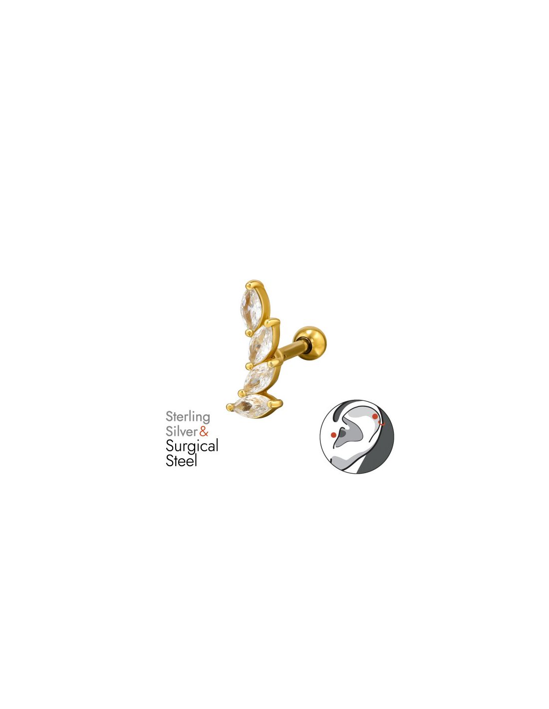 Piercing Oreja Marquise Plata 925 +...