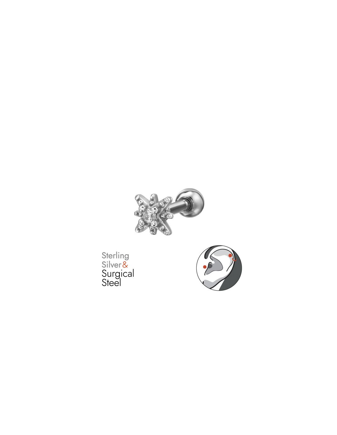 Piercing Oreja Starburst Plata 925 +...