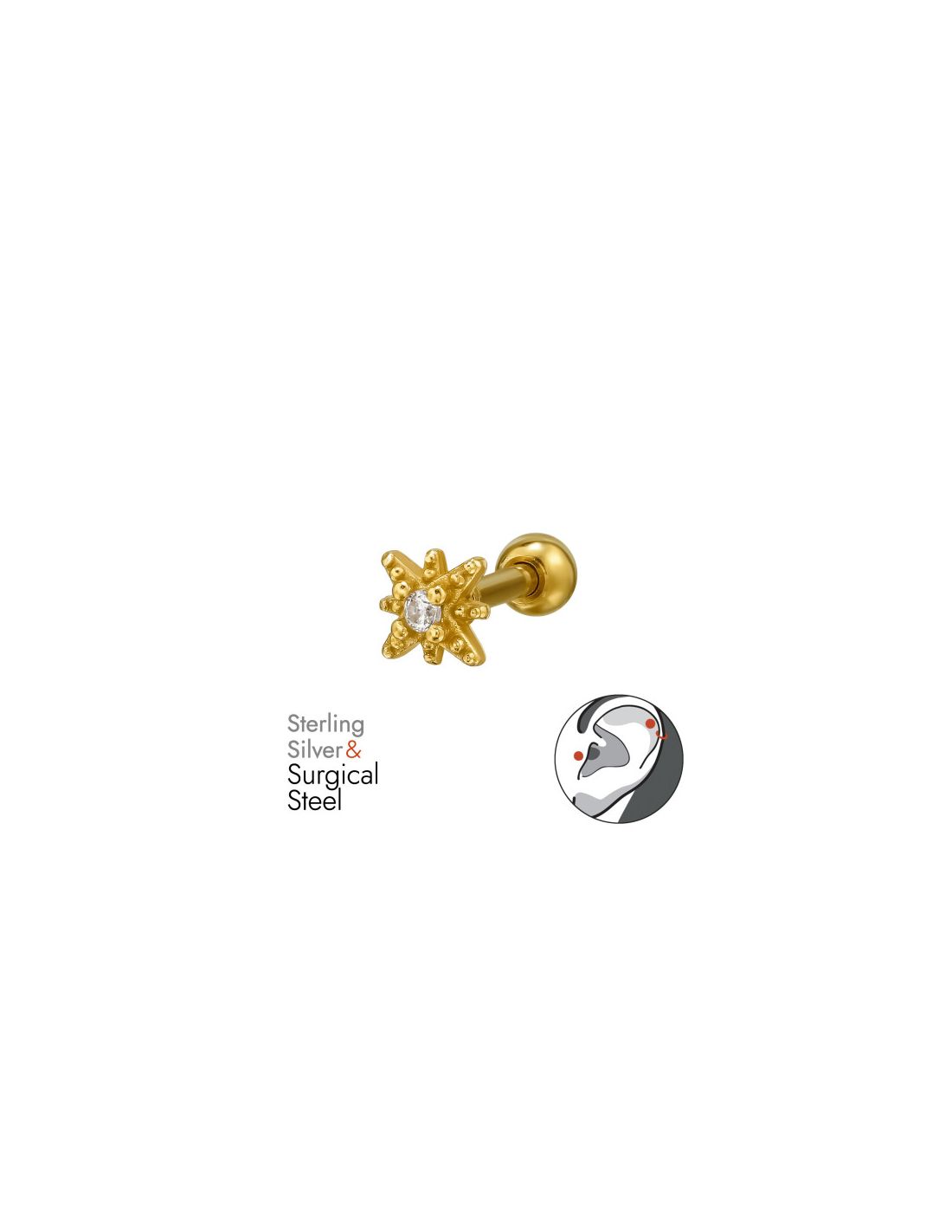 Piercing Oreja Starburst Plata 925 +...