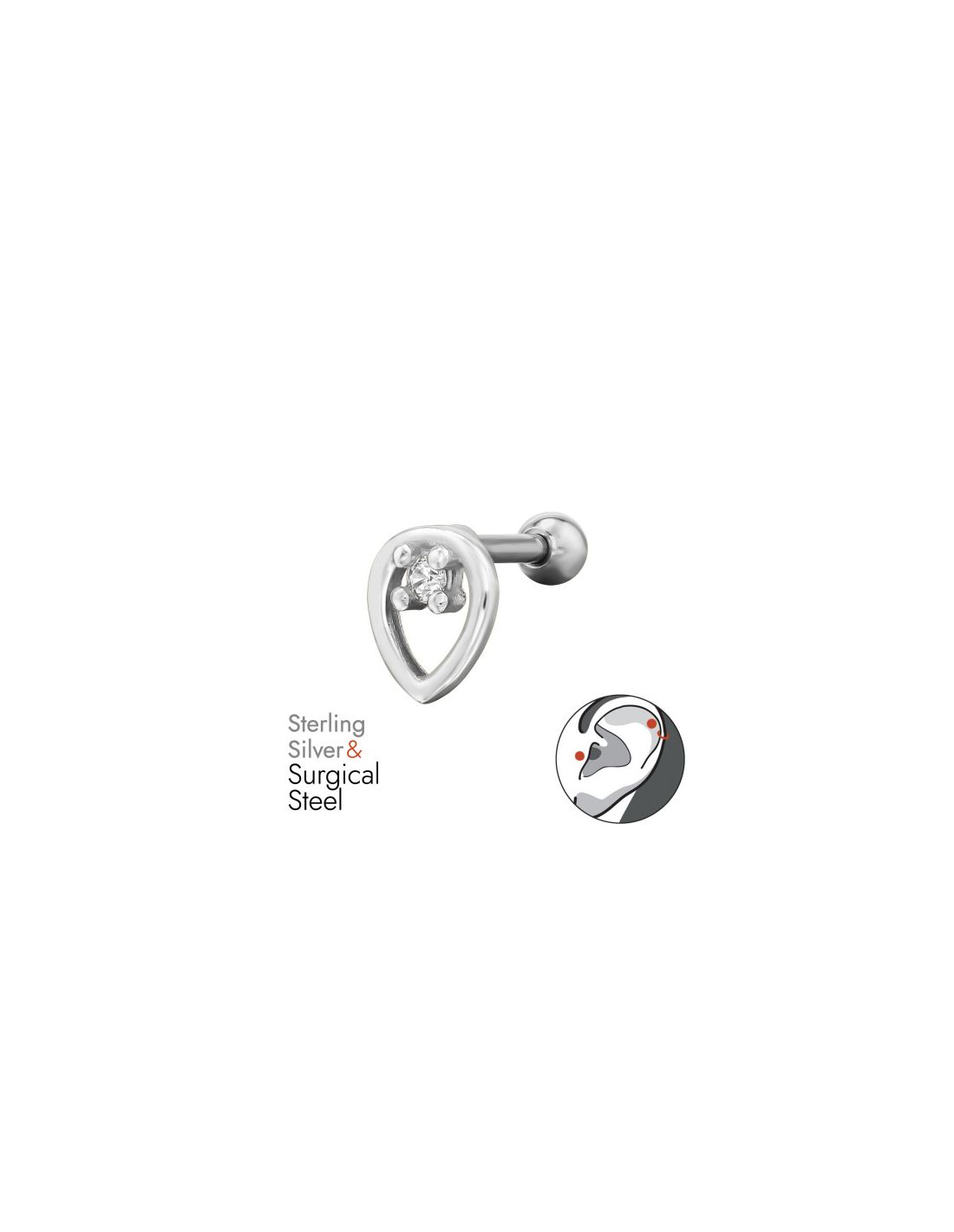 Piercing Oreja Teardrop Plata 925 +...