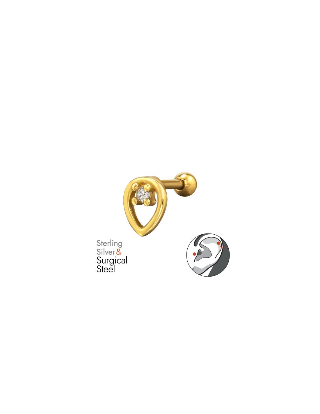 Piercing Oreja Teardrop Plata 925 +...