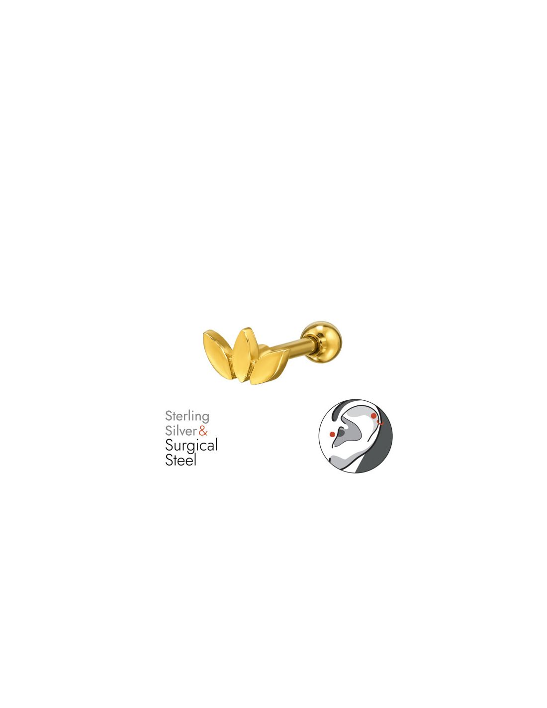 Piercing Oreja Leaves Plata 925 +...