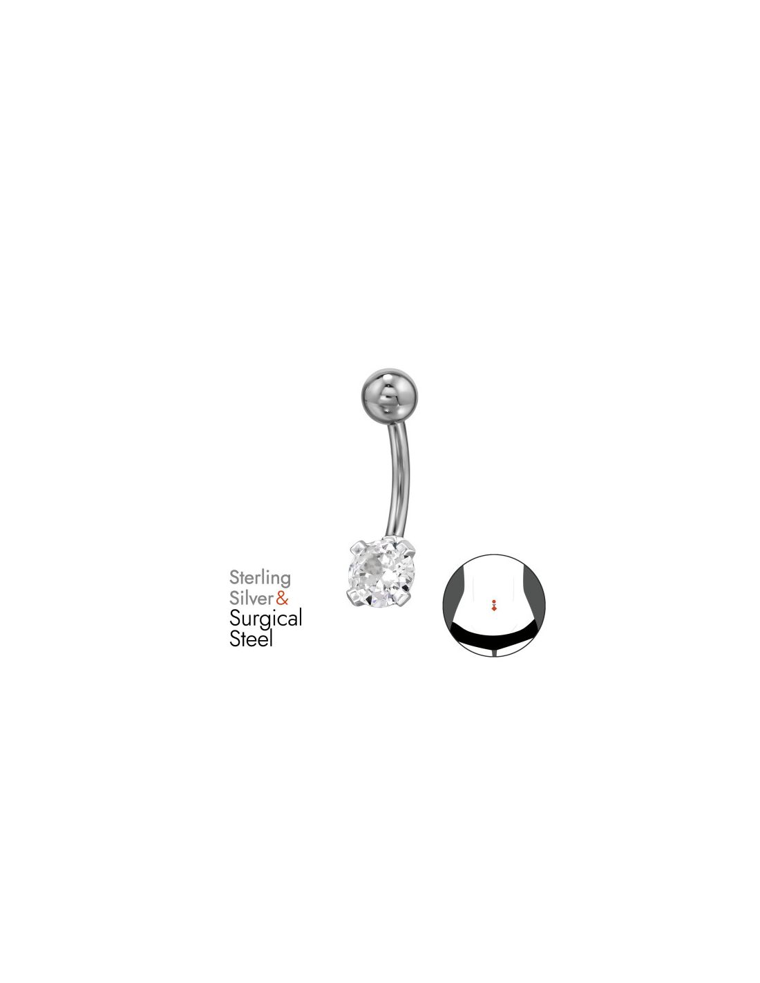 Piercing Ombligo Round Plata 925 +...