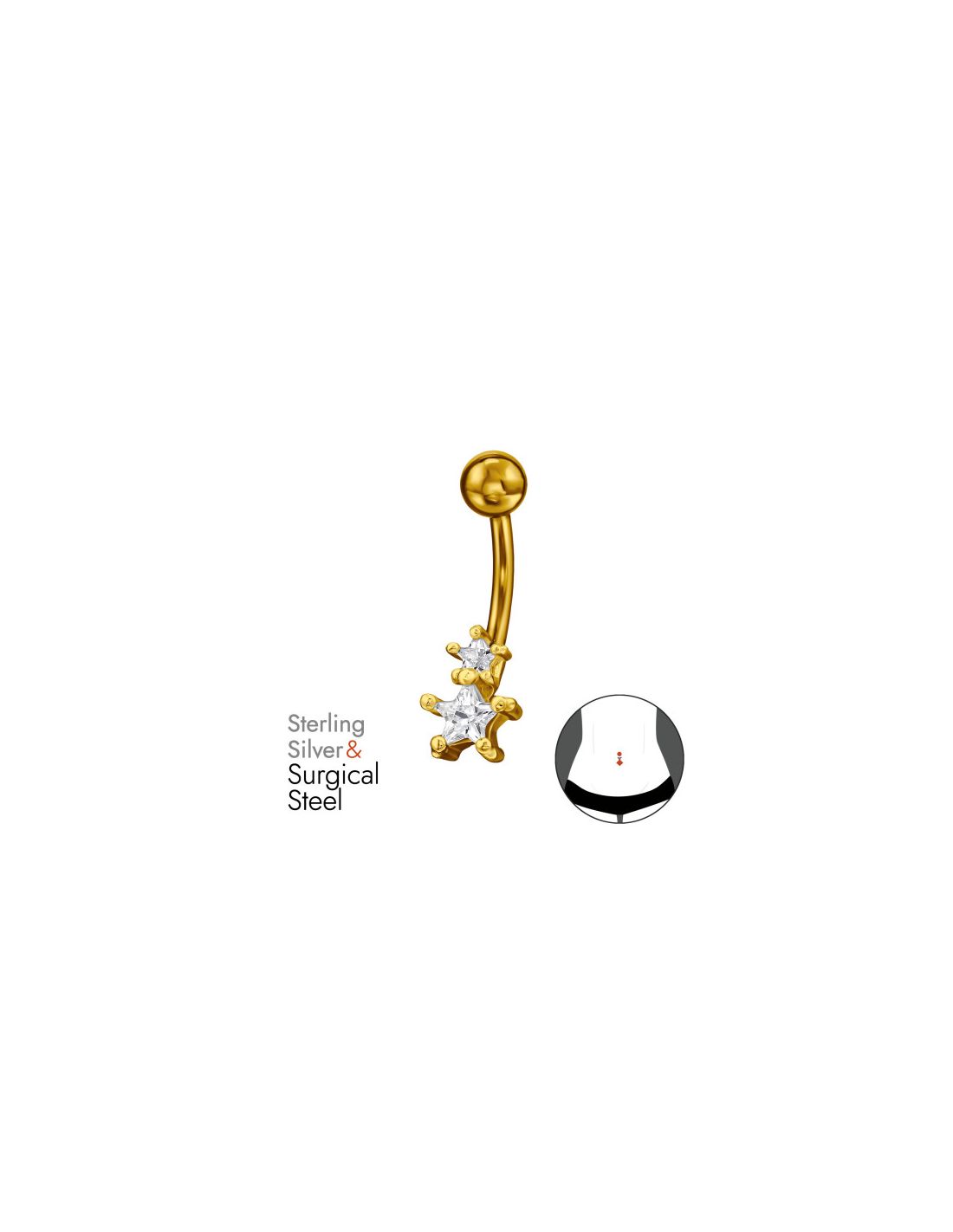 Piercing Ombligo Star Plata 925 +...