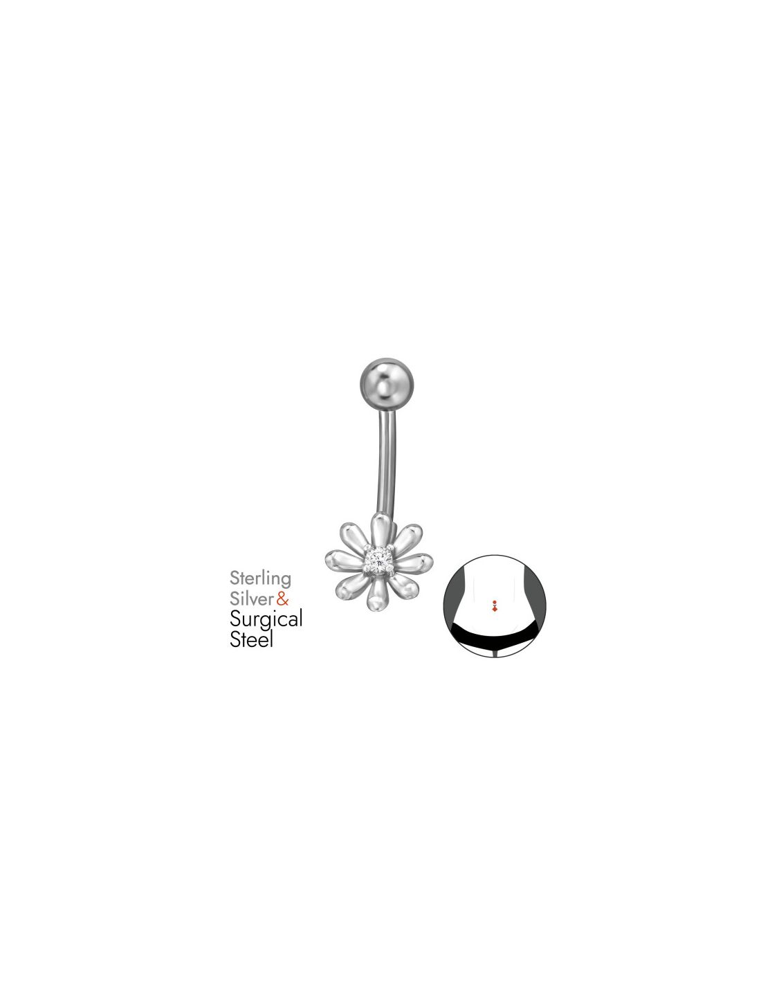 Piercing Ombligo Daisy Flower Plata...