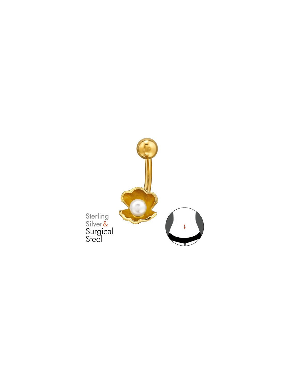 Piercing Ombligo Shell Plata 925 +...