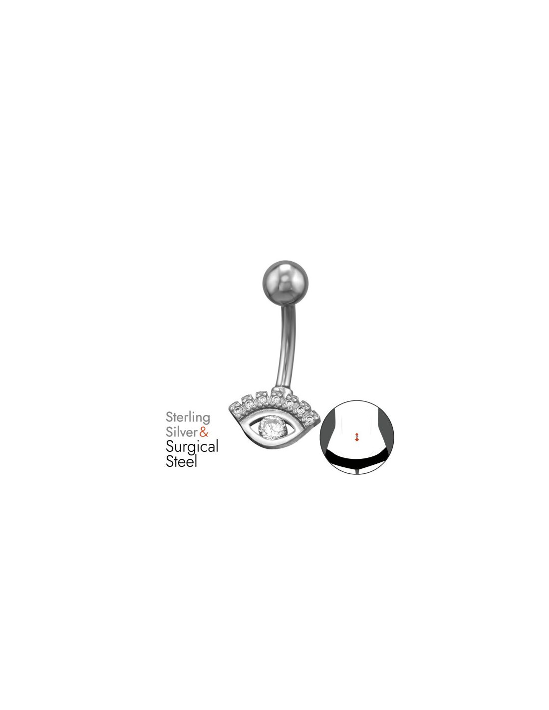 Piercing Ombligo 10Mm Evil Eye Plata...