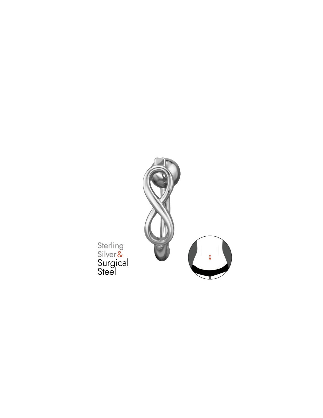 Piercing Ombligo Infinity Plata 925 +...