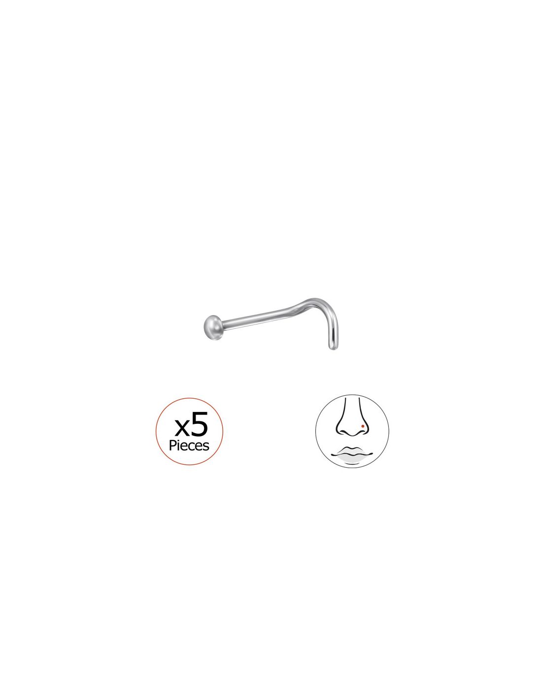 Piercing Nariz 2Mm Half Ball (20G) X5...
