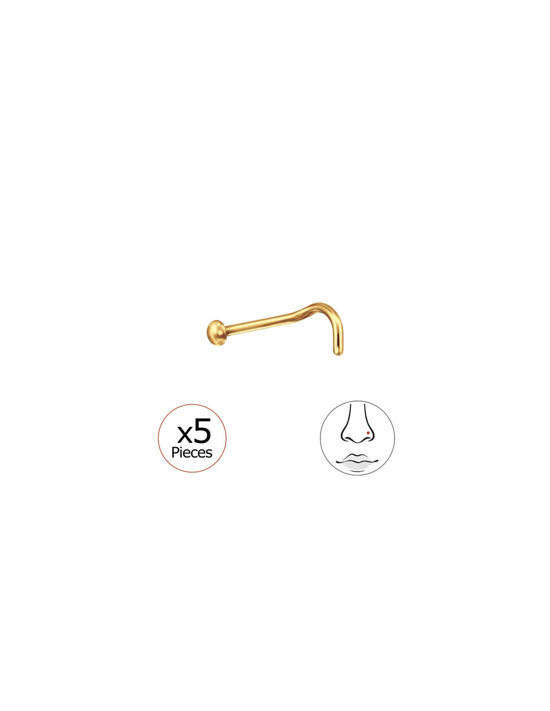 Piercing Nariz 2Mm Half Ball (20G) X5...
